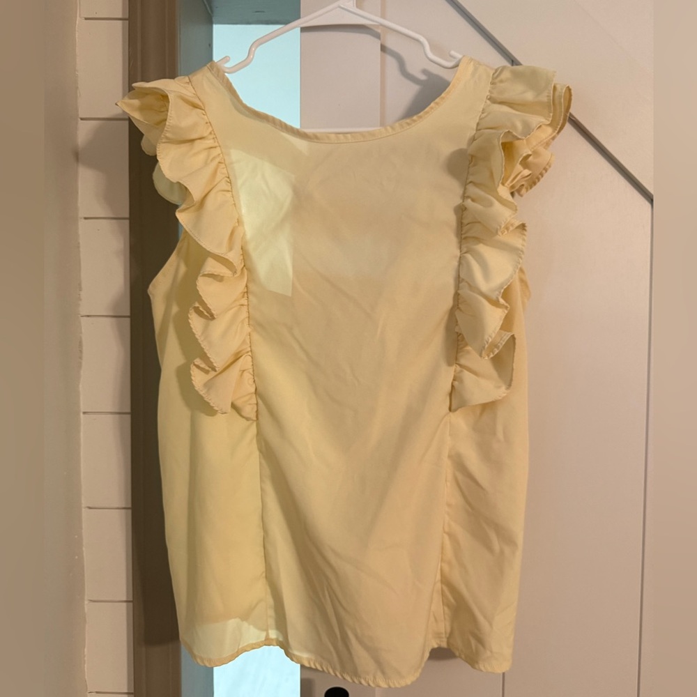 Ruffled Sleeveless Top in Soft Buttercream Yellow